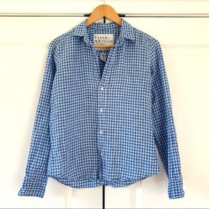 Frank & Eileen Shirt Linen button down Barry gingham plaid blue long sleeve